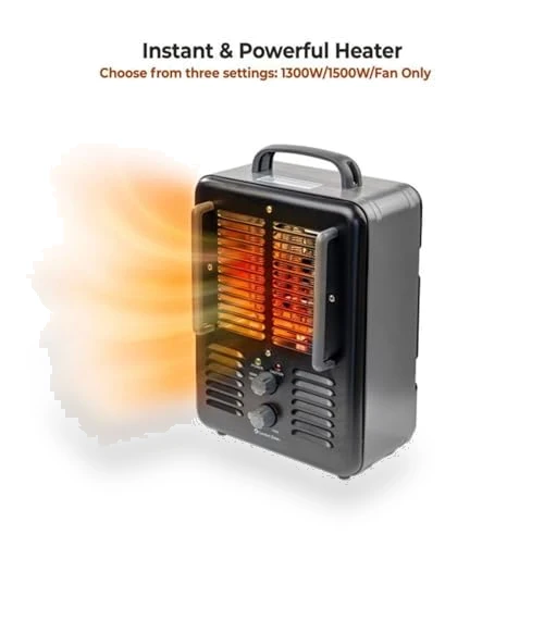 Electric Portable Space Heater with Adjustable Thermostat — Portable Heating Solutions, Comfort Zone