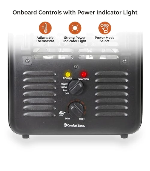 Portable Electric Space Heater with Adjustable Thermostat, 1500W — Portable Heating Solutions, Comfort Zone