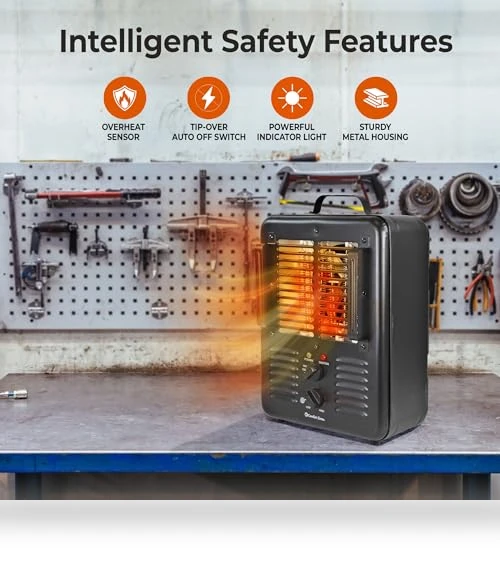 Portable Electric Space Heater with Adjustable Thermostat, 1500W — Portable Heating Solutions, Comfort Zone