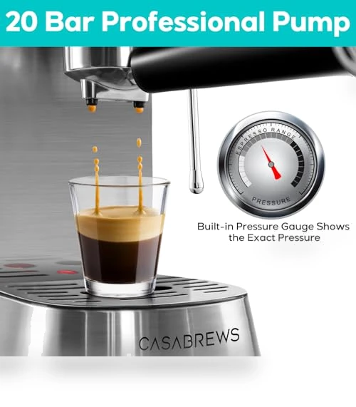 20 Bar Espresso Machine with Milk Frother, Compact Coffee Maker for Home — Coffee & Espresso Combos, CASABREWS