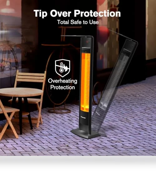 Outdoor Indoor Electric Patio Heater, 1500W Portable Tower Infrared Heater — Patio Heaters, thermomate