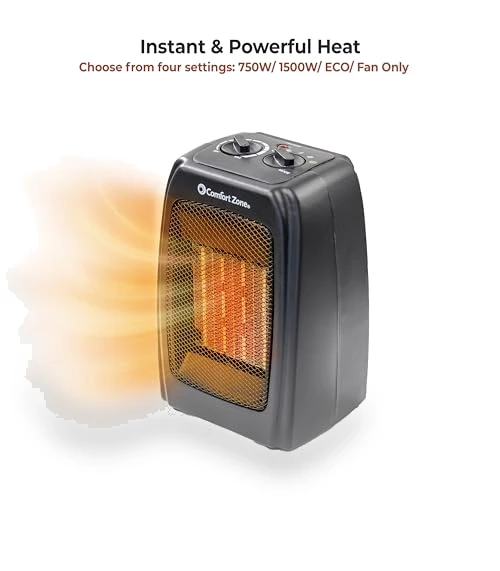 Personal Energy Save Ceramic Heater - 1500W Portable with Adjustable Thermostat — Portable Heating Solutions, Comfort Zone