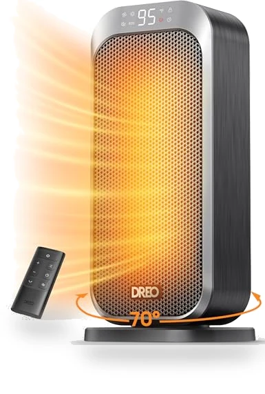 Quiet Space Heater for Indoor Use, 1500W Electric Heater with Remote, PTC Ceramic Heater with Thermostat — Portable Heating Solutions, Dreo