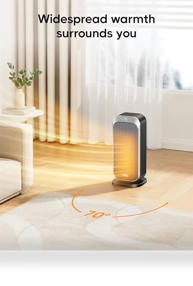 Quiet Space Heater for Indoor Use, 1500W Electric Heater with Remote, PTC Ceramic Heater with Thermostat — Portable Heating Solutions, Dreo