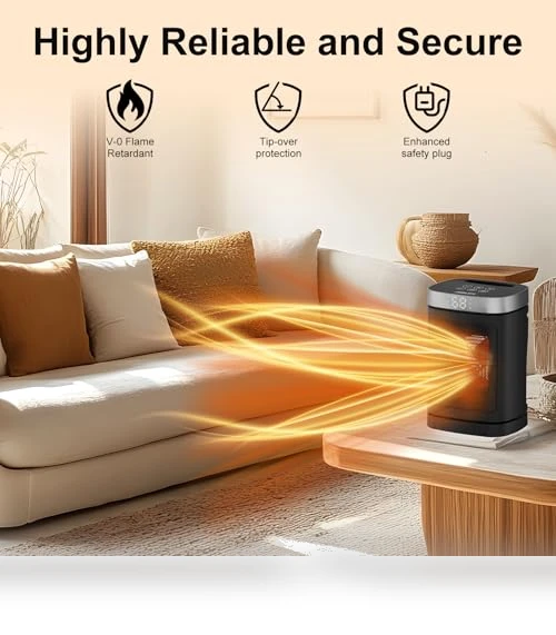 Portable Space Heater with 70° Rotation - 1500W PTC Electric Heater — Portable Heating Solutions, JIBUFI