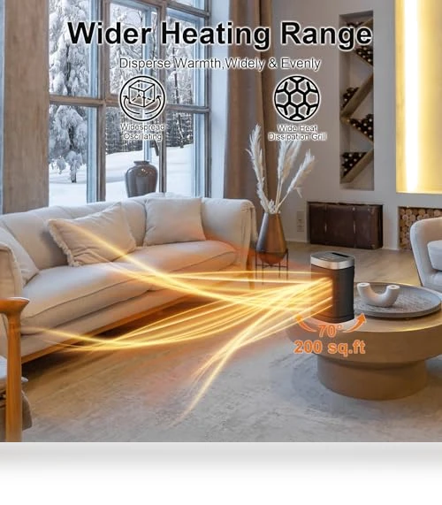 Portable Space Heater with 70° Rotation - 1500W PTC Electric Heater — Portable Heating Solutions, JIBUFI