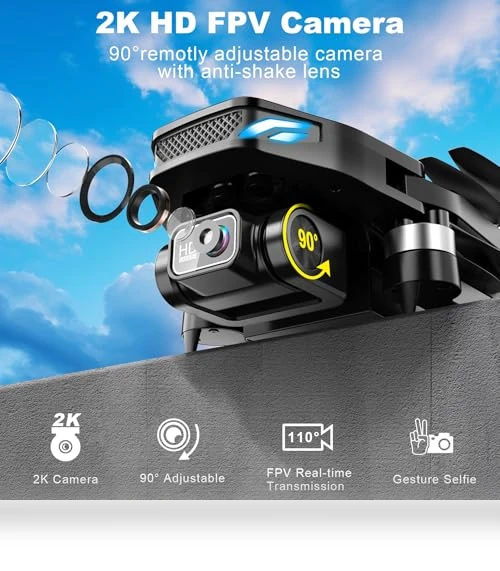 2K HD FPV Drone with Brushless Motor, Foldable Mini Drones for Kids and Beginners — Drones & UAV Technology, BLINORY