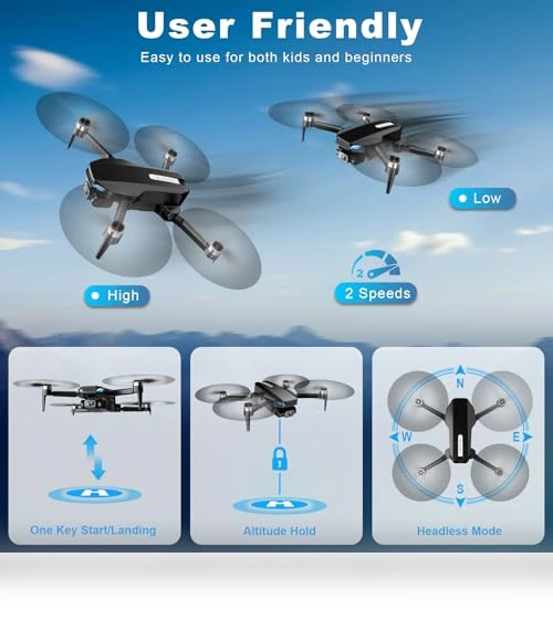 2K HD FPV Drone with Brushless Motor, Foldable Mini Drones for Kids and Beginners — Drones & UAV Technology, BLINORY