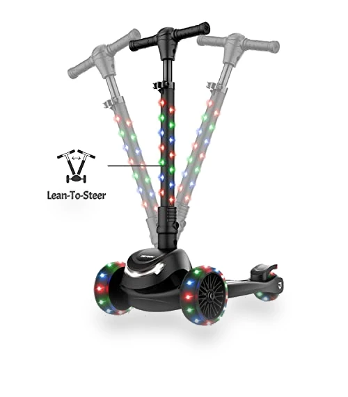 3-Wheel Light-Up Kick Scooter for Kids, Adjustable Handlebar, Foldable — Push Scooters, Jetson
