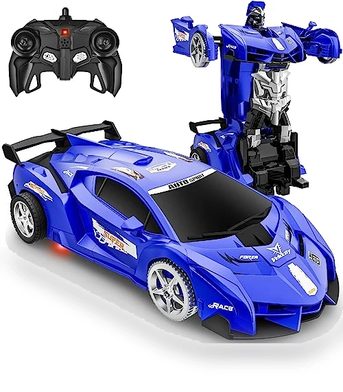 360° Rotating RC Deformation Robot Car Toy with LED Light — Interactive Figures & Robots, KKONES