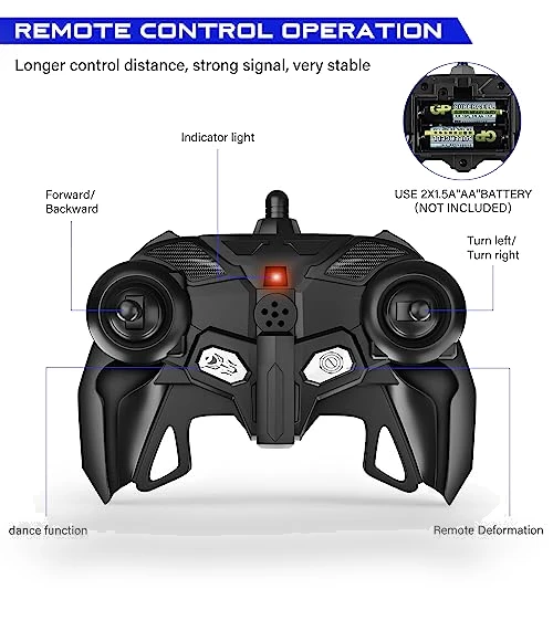 360° Rotating RC Deformation Robot Car Toy with LED Light — Interactive Figures & Robots, KKONES