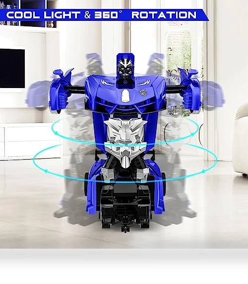 360° Rotating RC Deformation Robot Car Toy with LED Light — Interactive Figures & Robots, KKONES