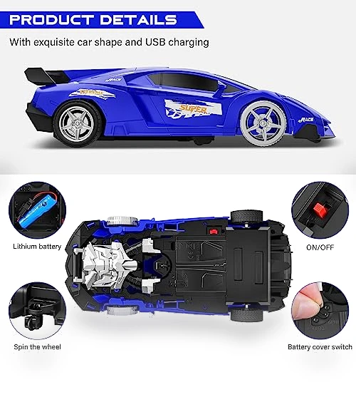 360° Rotating RC Deformation Robot Car Toy with LED Light — Interactive Figures & Robots, KKONES