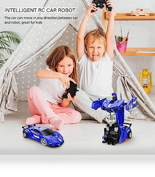 360° Rotating RC Deformation Robot Car Toy with LED Light — Interactive Figures & Robots, KKONES