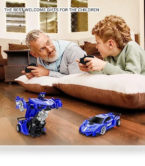 360° Rotating RC Deformation Robot Car Toy with LED Light — Interactive Figures & Robots, KKONES