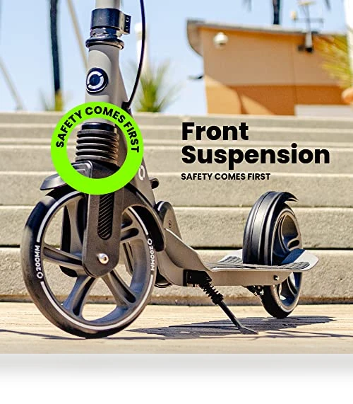 Big Wheel Kick Scooter for Kids, Teens, and Adults - Foldable, Adjustable Height with Hand Brake — Push Scooters, AERO MOBILITY