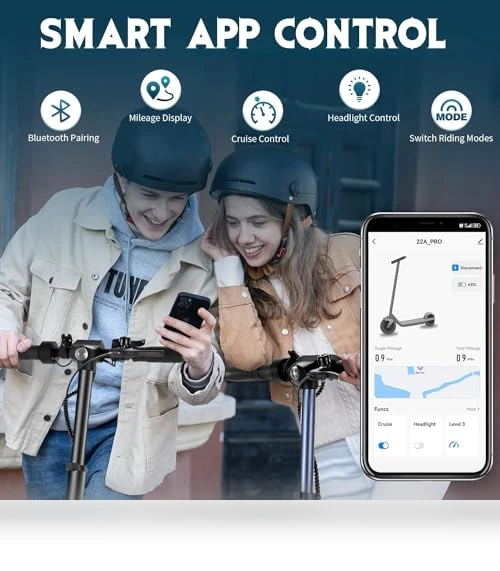 Electric Scooter, 500W/350W Motor, 25 Miles Range, 20 Mph Speed, Solid Tires, App Control — Electric Self-Balancing Scooters, Caroma