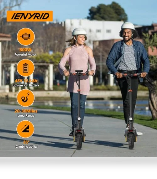 Electric Scooter with Seat 10" Off Road Pneumatic Tires Long Range Motorized e-Scooter — Electric Vehicles, IENYRID