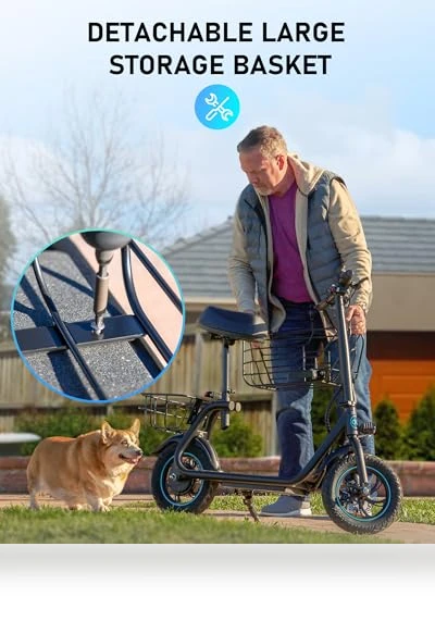 Electric Scooter with Seat, 550W Motor, 18.6MPH Top Speed, 20 Miles Range — Electric Vehicles, URBANMAX