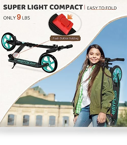 Foldable Kick Scooter with 8IN Wheels for Kids, Teens & Adults — Push Scooters, WAYPLUS