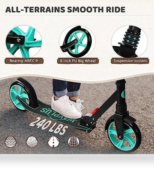 Foldable Kick Scooter with 8IN Wheels for Kids, Teens & Adults — Push Scooters, WAYPLUS
