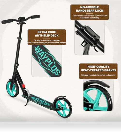 Foldable Kick Scooter with 8IN Wheels for Kids, Teens & Adults — Push Scooters, WAYPLUS