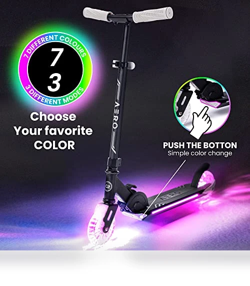 Dynamic Light Up Kick Scooter for Kids with Adjustable Handlebar — Push Scooters, AERO MOBILITY