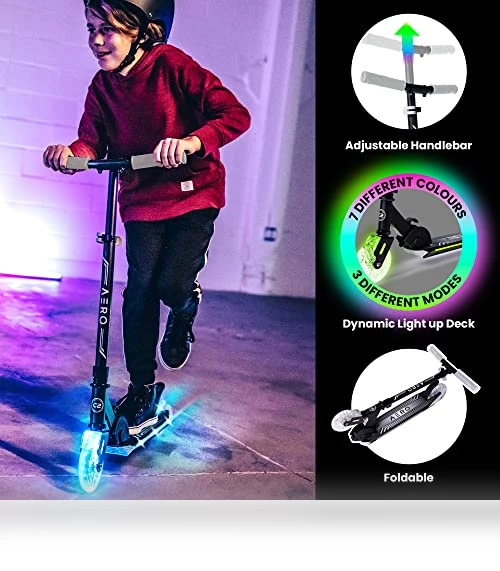 Dynamic Light Up Kick Scooter for Kids with Adjustable Handlebar — Push Scooters, AERO MOBILITY