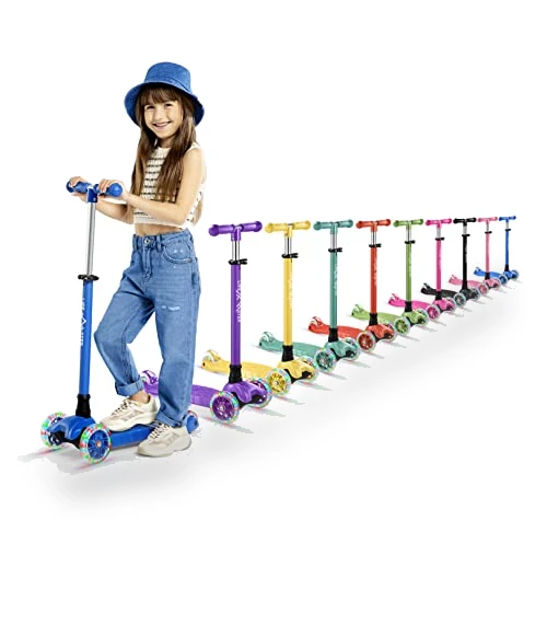 3 Wheel Kick Scooter for Kids with LED Lights and Adjustable Handlebar — Balance Bikes, Lifemaster
