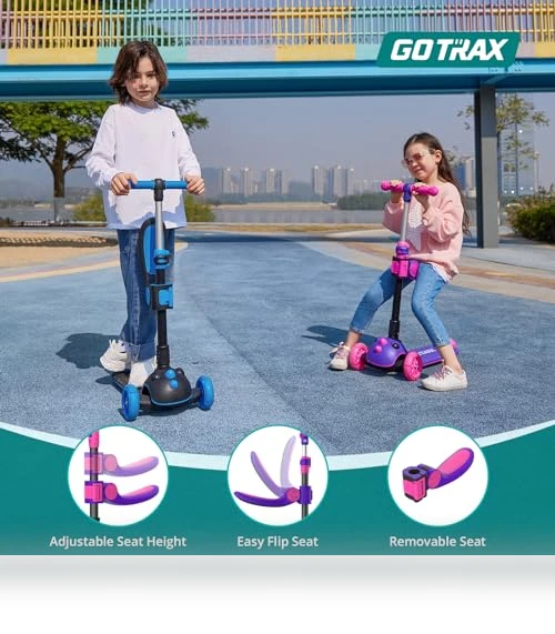 Folding Kick Scooter for Kids with Light-Up Wheels and Adjustable Handlebar — Push Scooters, Gotrax