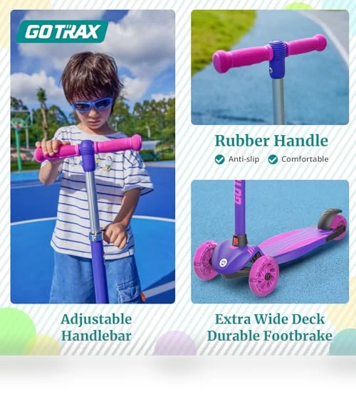Kids Kick Scooter with LED Lighted Wheels and Adjustable Handlebars — Balance Bikes, Gotrax