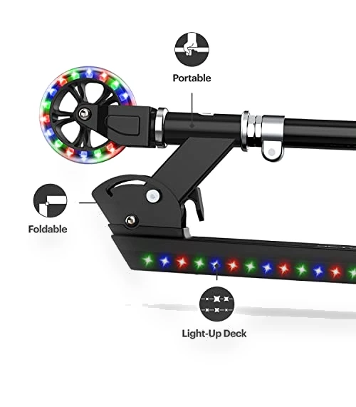 Light-Up Kick Scooter with Adjustable Handlebar and Rear Brake — Push Scooters, Jetson