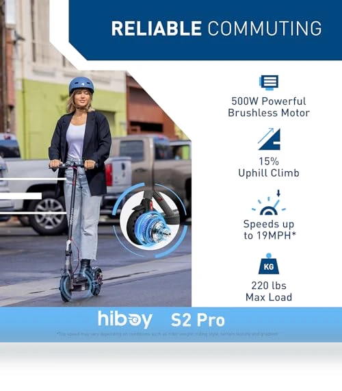 Electric Scooter for Adults, 500W Motor, 10" Solid Tires, 25-40.4 Miles Range — Electric Vehicles, Hiboy