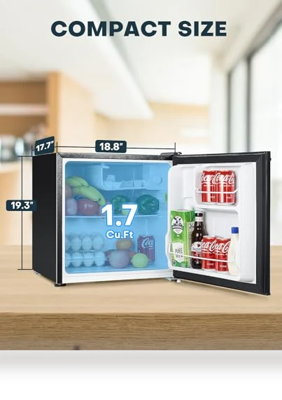 1.7 Cu.ft Mini Fridge with Freezer, Adjustable Thermostat, Energy Saving — Mini Fridges, Upstreman