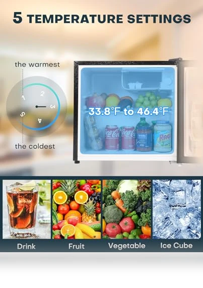 1.7 Cu.ft Mini Fridge with Freezer, Adjustable Thermostat, Energy Saving — Mini Fridges, Upstreman