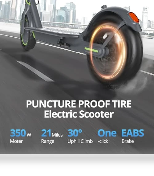 Electric Scooter with 8.5" Solid Tires, 350W Motor, 19 MPH, 21-23 Miles Range — Electric Vehicles, Roinside