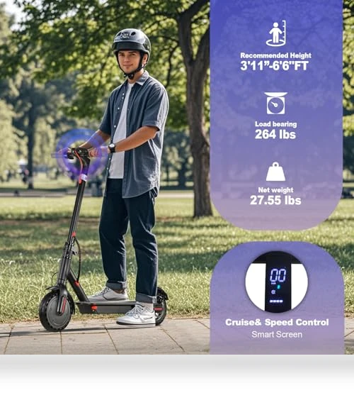 Foldable Electric Scooter for Adults, 350W Motor, 19 Mph, 21 Miles Range — Push Scooters, YIWMWIY