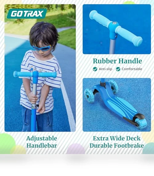 Kids Kick Scooter with LED Wheels and Adjustable Handlebars — Push Scooters, Gotrax