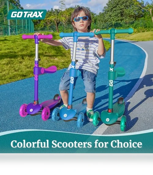 Kids Kick Scooter with LED Wheels and Adjustable Handlebars — Push Scooters, Gotrax