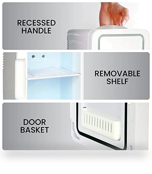 Mini Fridge with Lighted Makeup Mirror - 6L Portable Cooler for Skincare — Mini Fridges, Koolatron