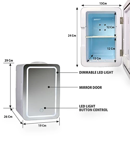 Mini Fridge with Lighted Makeup Mirror - 6L Portable Cooler for Skincare — Mini Fridges, Koolatron