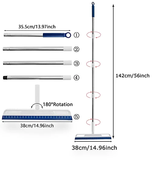 Multifunction Magic Air Broom, 4 in 1 Rubber Squeegee Sweeper for Floor Bathroom Kitchen Shower Tile Pet Hair — Sweepers, Euedue