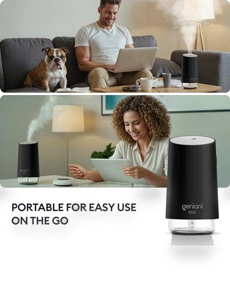 Portable Cool Mist Humidifier with Auto Shut Off & Night Light — Air Moisturizers, GENIANI