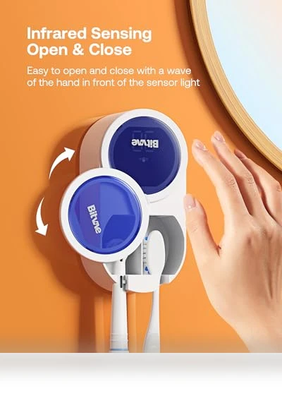 Toothbrush Cleaner & Holder with LED Smart Screen, Rechargeable — Travel Toothbrush Holders, Bitvae