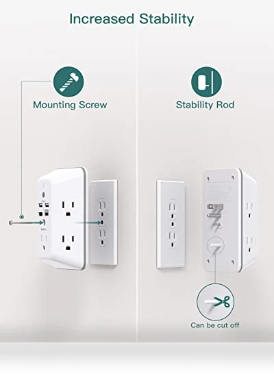 5-Outlet Splitter with 4 USB Ports and Night Light — Power Solutions & Surge Protection, Addtam