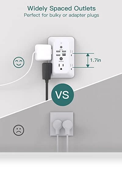 5-Outlet Splitter with 4 USB Ports and Night Light — Power Solutions & Surge Protection, Addtam
