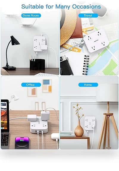 5ft Power Strip with 4 USB Ports (2 USB C) and 4 Outlets — Power Solutions & Surge Protection, HANYCONY