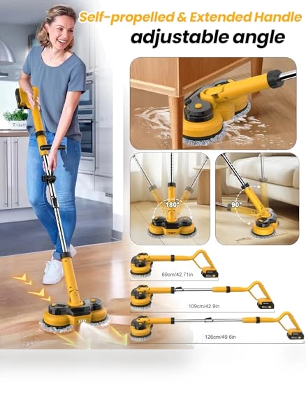 6000mAh Battery Electric Mop with Smart Display and LED Light — Cordless Vacuums & Sweepers, qimedo