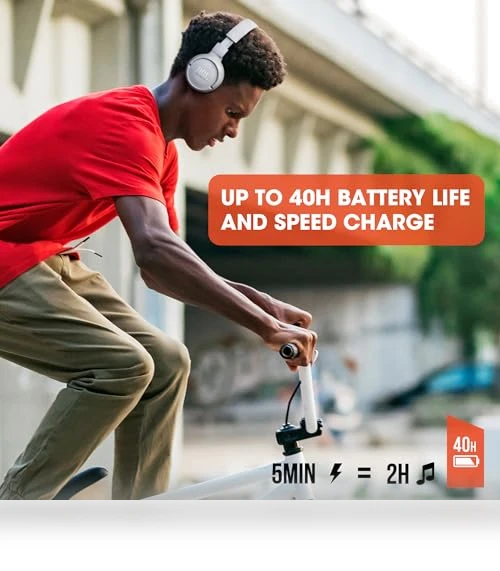 Bluetooth Headphones with 40 Hours Battery, Foldable Design — On-Ear Headphones, JBL