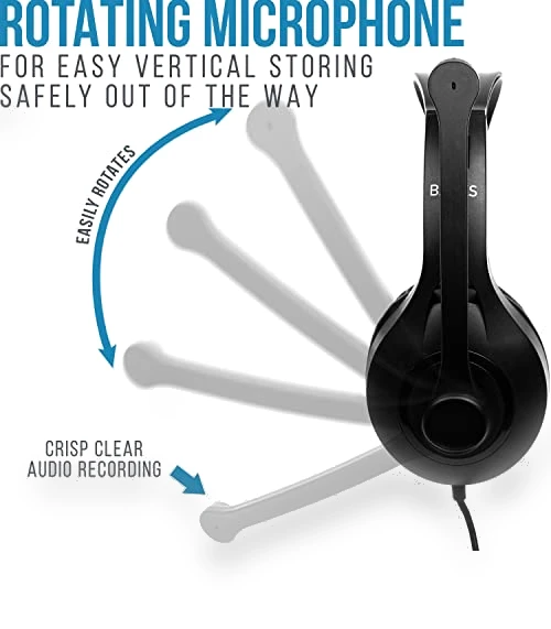 Classroom Headphones With Microphone (10 Pack) - Durable On-Ear Design for Students — In-Ear Headphones, Barks